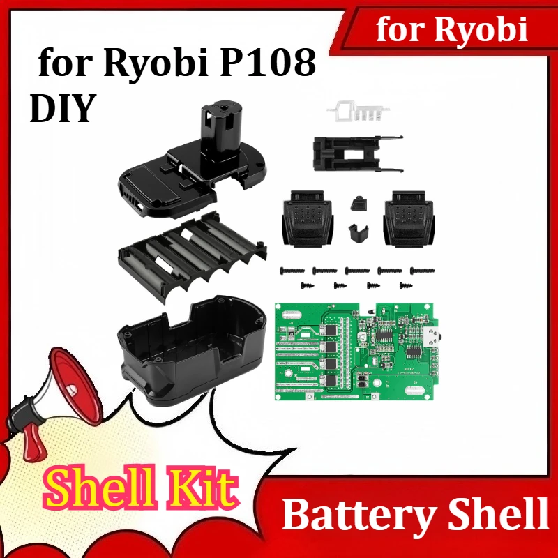 

21700*10 Core Is Suitable For Ryobi P108 DIY 18V10Ah Tool Lithium Battery Shell Kit BMS/PCB Board