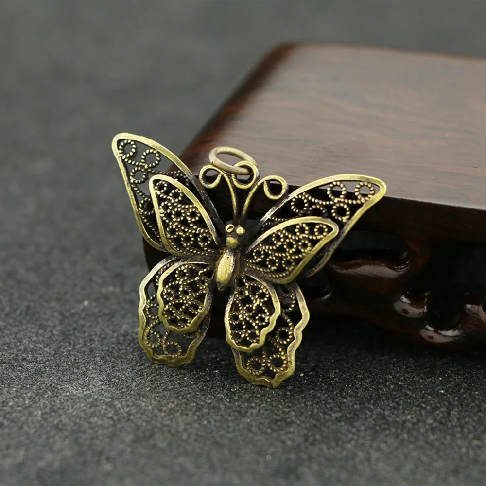 Manufacturers for Vintage Brass to Do Old Key Chain Accessories Brass Hollow Butterfly Pendant Pendant Bag Accessories