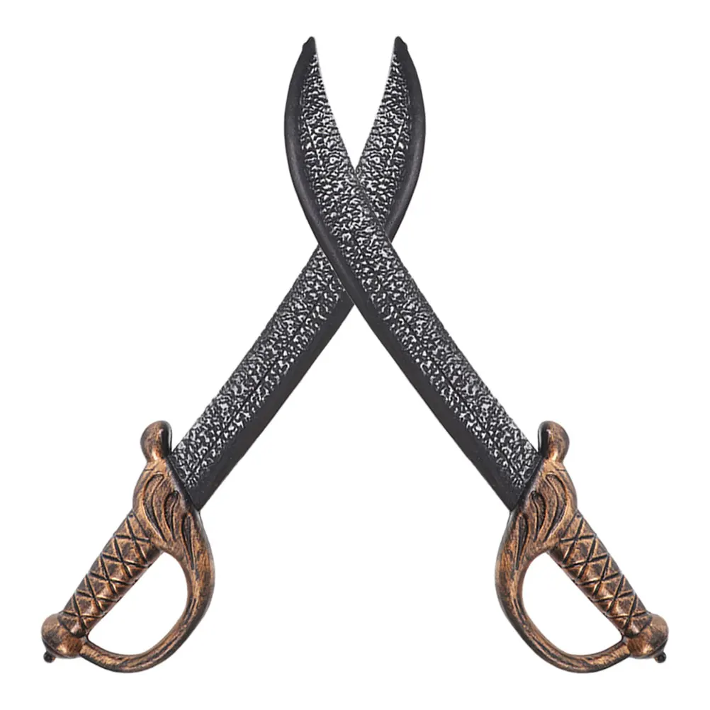 

2pcs Pirate Swords Vintage Lightweight Plastic Sword Props For Halloween Costume Party Play Easy -Resistant Role