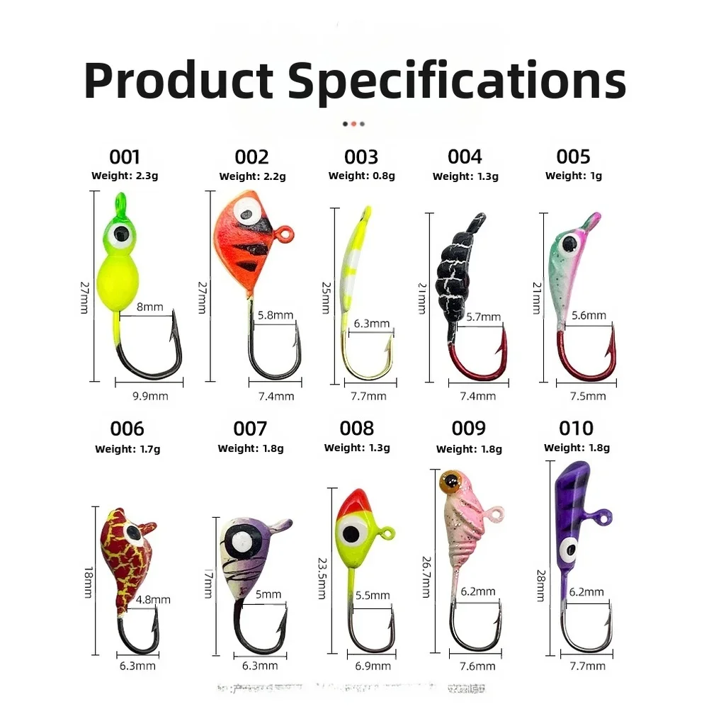 パンフィッシュ用、トラウト用、冬の氷釣り用ルアー、氷釣りジグ、夜釣り用、多色釣り道具、精密フックチップ