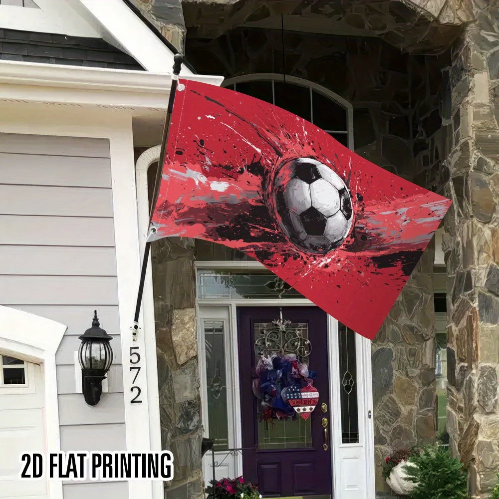 Soccer Burst Action Outdoor Flag Durable Polyester Yard Porch Garden Decoration