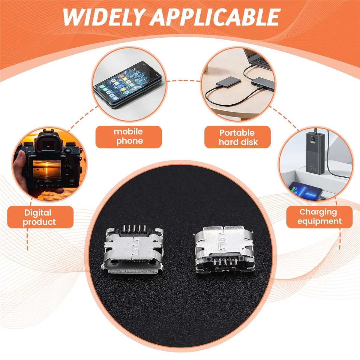 AU49_50 Stück PCB SMT Micro-USB Typ B 5Pin Buchse Adapter Jack