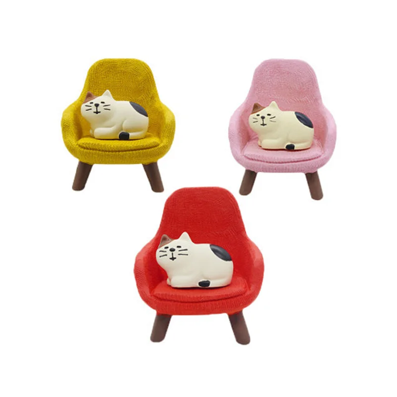 1pc Zakka Japan Cat Sofa Japan Kawaii Miniature Figurines Resin Craft Bookshelf Decoration Collectible Scene Decoration