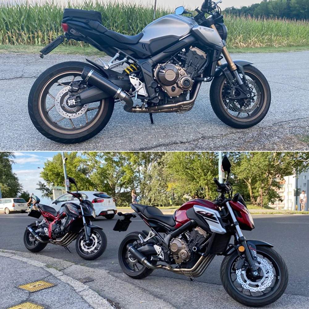 لهوندا CBR650F CBR650R CB650R الكوع كامل دراجة نارية العادم الخمار نظام الجبهة وصلة الأنابيب الهروب موتو الانزلاق على 51 مللي متر الخمار