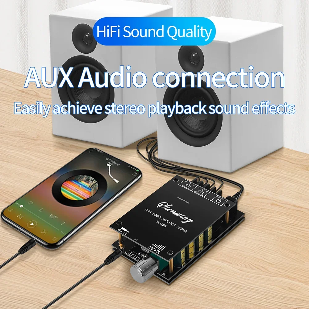 บอร์ดโมดูลเครื่องขยายเสียงสเตอริโอ YS-XPSM 150W*2 TDA7498E ปรับเสียงแหลมเบสได้ รองรับบลูทูธ 5.0 พร้อมฮีทซิงค์แบบคู่ ควบคุมผ่านแอพ