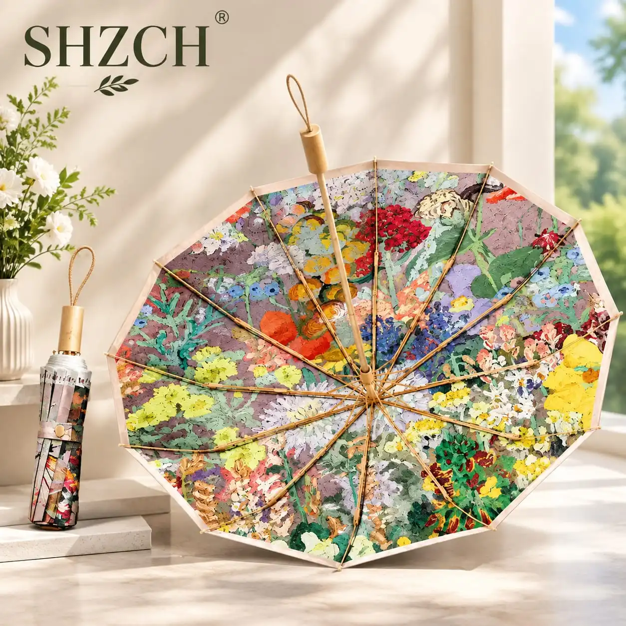 24 Bone Windproof Umbrella UPF50+ UV Protection Double Layer Sun Umbrella Anti-UV Sunshade Rain Umbrella for Women