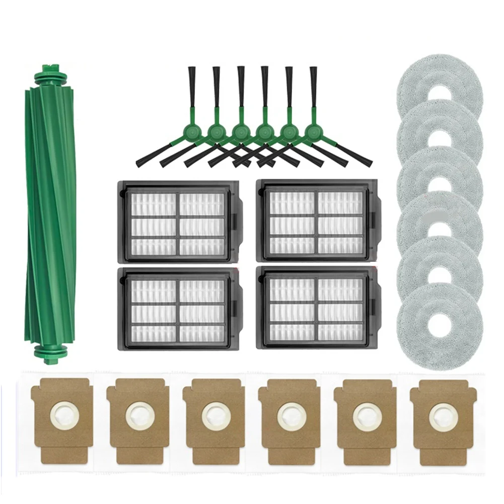 الترويج! لمجموعة استبدال كومبو Irobot Roomba Plus 405/505 - الفرشاة الرئيسية، الفرشاة الجانبية، فلتر Hepa، قماش الممسحة وملحقات كيس الغبار