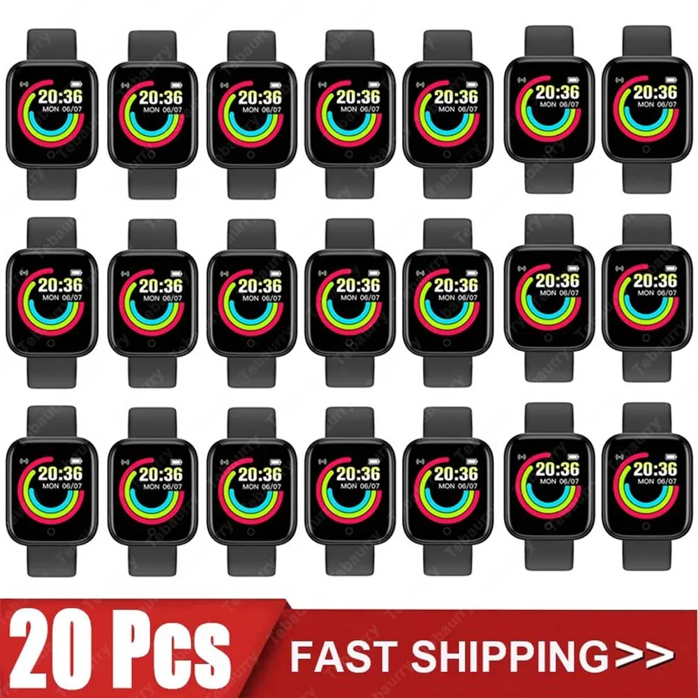 Wholesale Y68 20PCS Smartwatch 1.44” Inch 128*128 Men And Women Health Monitoring Multifunction Alarm Clock Intelligent Watches