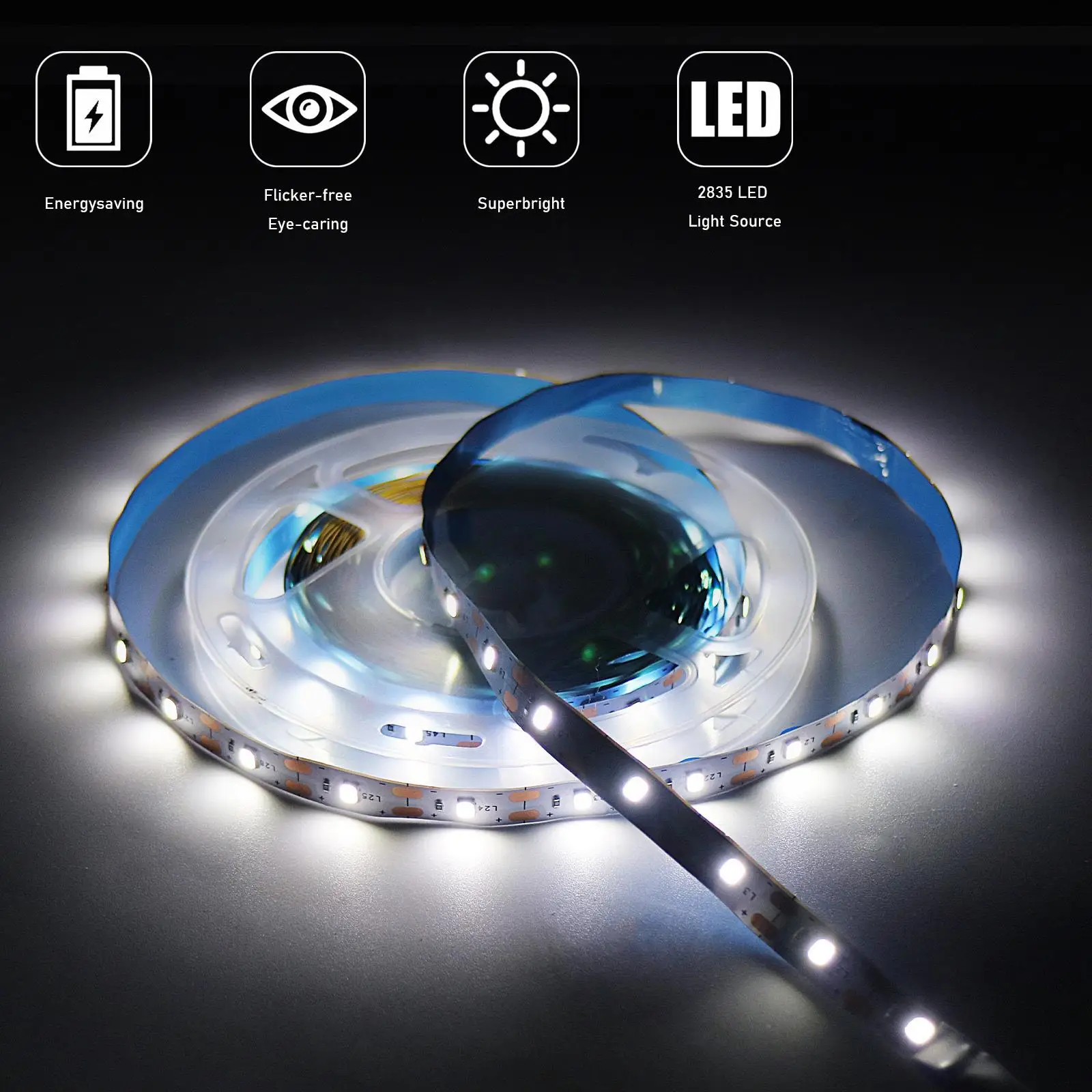 Striscia LED USB 5V con sensore di scansione manuale Interruttore ON/OFF Dimmerabile 2835 Lampada a nastro flessibile per TV Retroilluminazione Armadio Arredamento della stanza