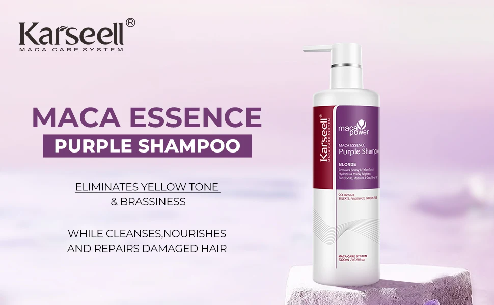 Karseell Purple Shampoo Neutralizes Brass & Yellow Tones Color-Correcting Shampoo For Blonde Silver Gray Highlighted Hair