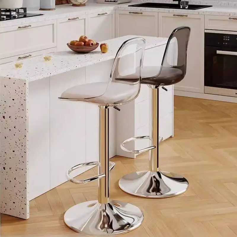 

high Bar chair home backrest luxury Interior adjustable bar stool front desk ergonomic taburetes altos de cocina Furniture
