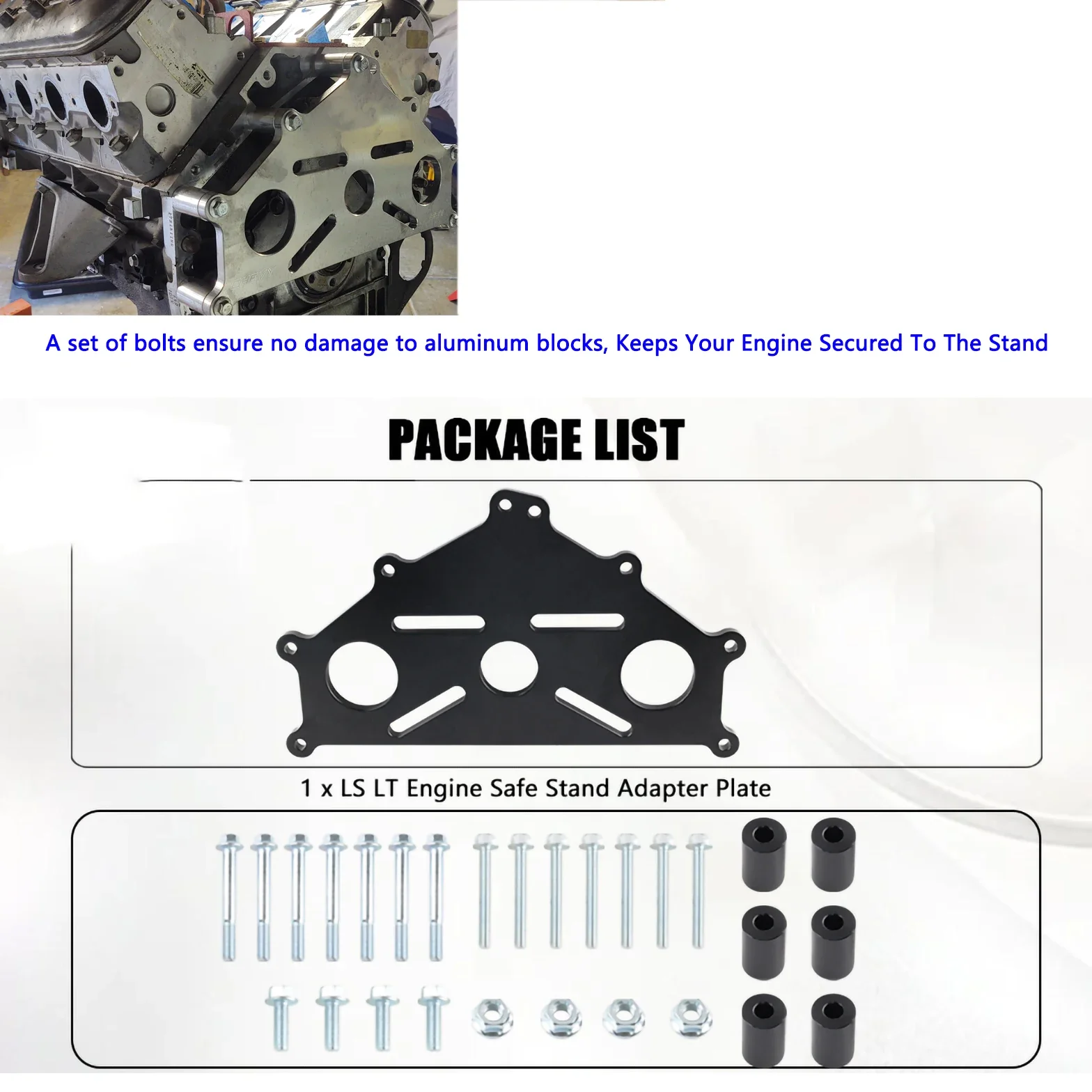 Heavy-Duty LSX Engine Stand Adapter Plate Billet Aluminum For Chevy LS1 Duramax BBC SBC LS Heavy Duty Support