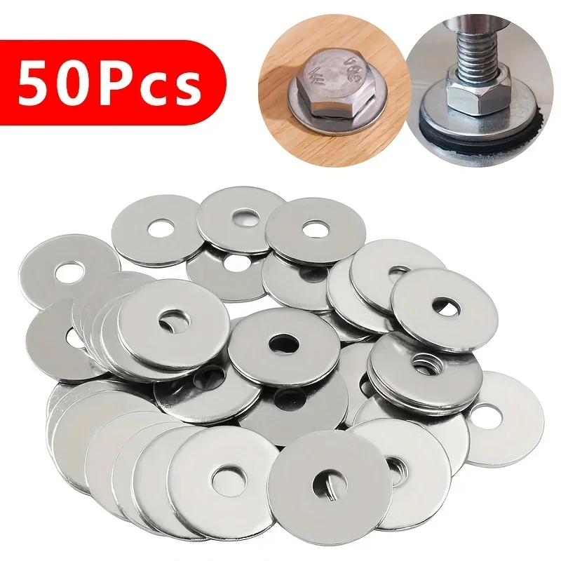 50 PZ Rondelle piatte M6 Guarnizioni metalliche resistenti in acciaio inossidabile 304 resistenti alla corrosione per fissaggio interno ed esterno 6x20mm