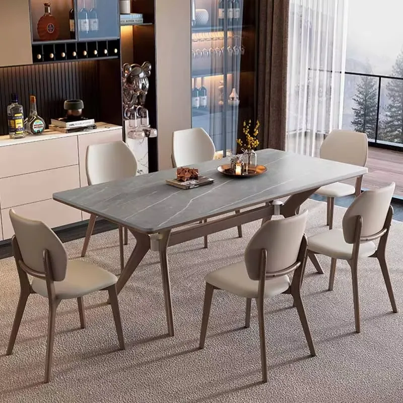 

Light Luxury Dining Table Rectangular Unique Nordic 4 Chairs Restaurant Tables Modern Space Saving Mesas De Comedor Furniture