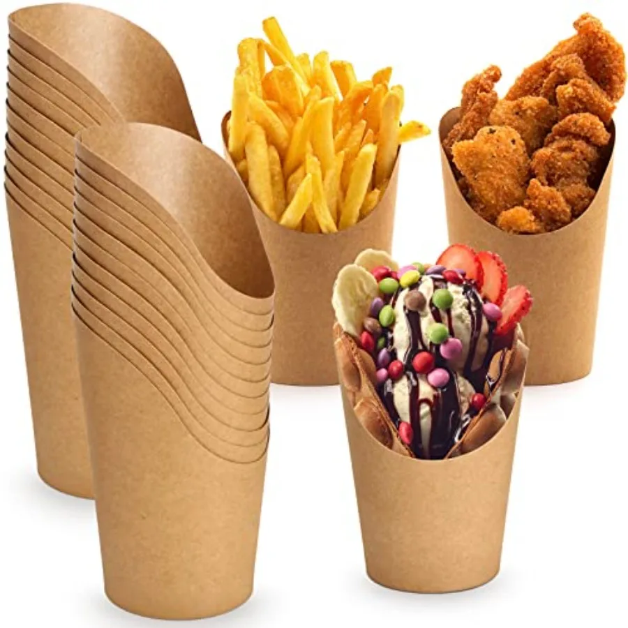 

400 Pcs Disposable Charcuterie Cups Bulk 14 oz Kraft Paper French Fries Holder Popcorn Sandwich Waffle Baking Party Snack Boxes