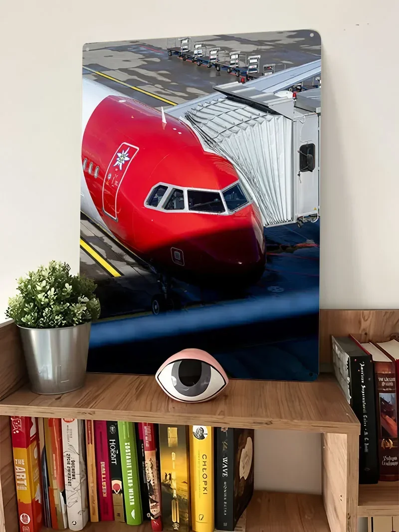 إديلويس A320 في مطار زيوريخ صفيح تسجيل طائرة ملصق لوحة معدنية عتيقة علامات معدنية مخصصة لتزيين جدران الفن