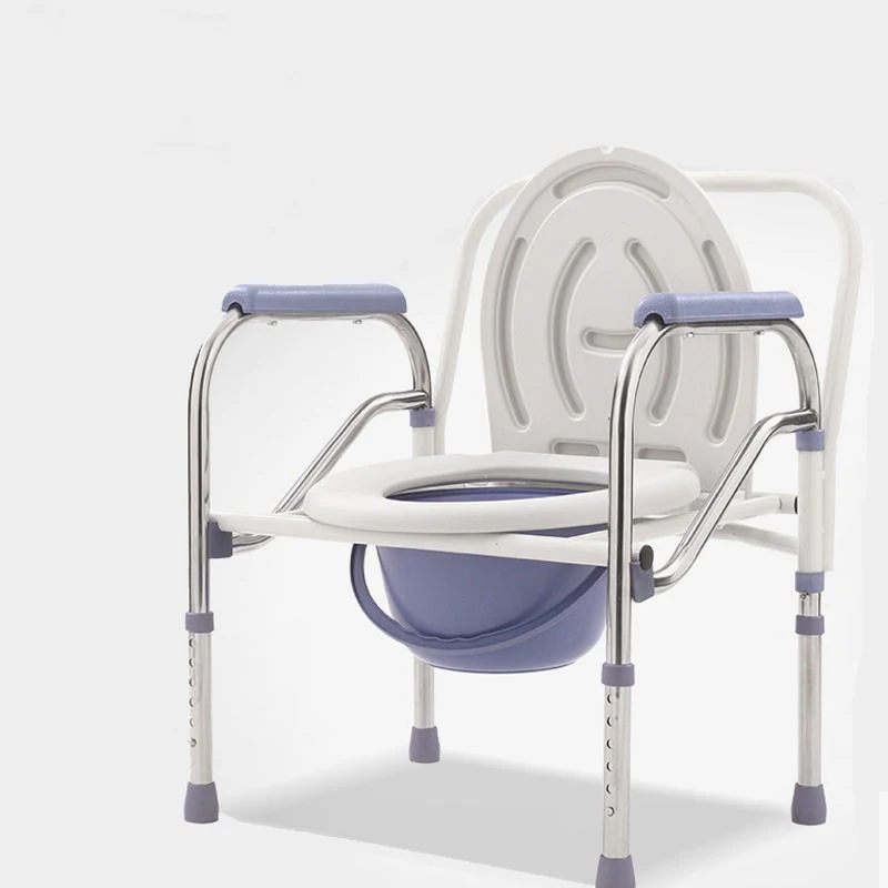 Custom Cheap Steel Handicapped Folding Portable Adult Potty Chair Commode Chair Height-adjustable Elderly Commode Chair