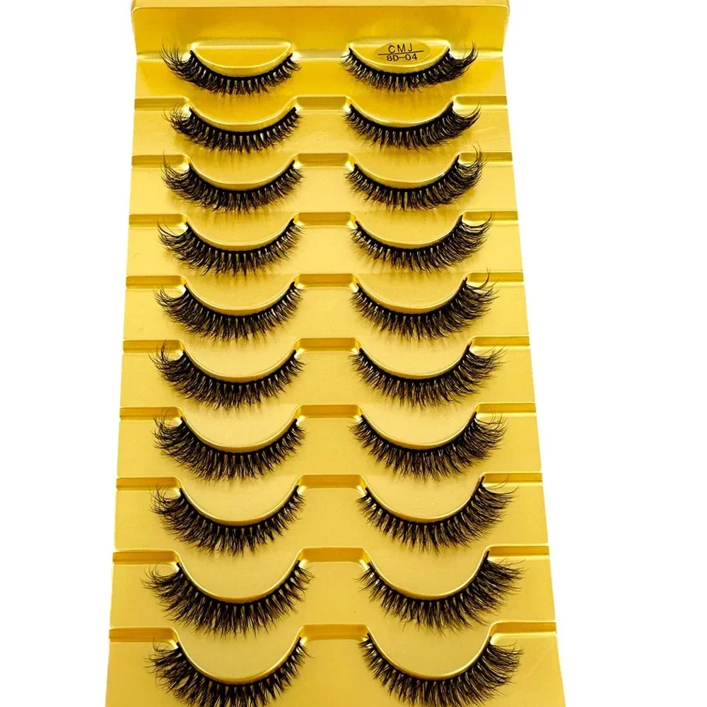 AMSDCN Neu 10 Paar 3D Faux Mink Wimpern Natürliche Lange Flauschige Augenwimpern Wispy Make-up Schönheitsverlängerung Kurze Künstliche Wimpern