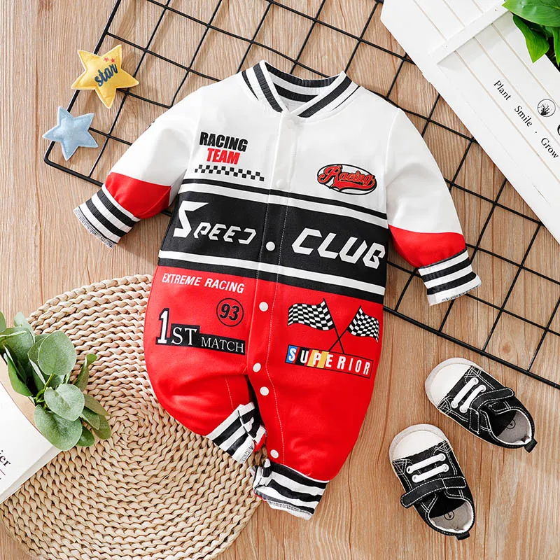 Baby Motorcycle Style Jumpsuit Fashionable And Handsome Baby Boy Long Sleeved Clothes Personalized Baby Clothes