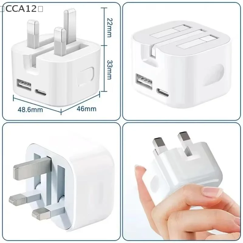 〔CCA12〕1Pcs For Phone 13 14 15 16 S24 S23 Super Fast Quick Charging 20W 35W UK GB AC Home Travel USB C Charger