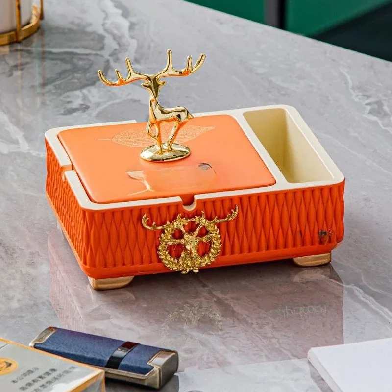 Modern ashtray, with lid anti-ash creative, personalized trend household coffee table living room ornament