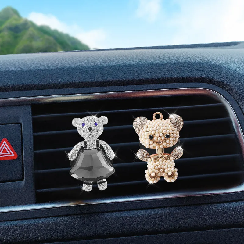 Car Temperament Interior Aromatherapy Perfume Clip Crown Bear Rhinestones Car Accessories Girls Gift Aromatherapy Assessoires