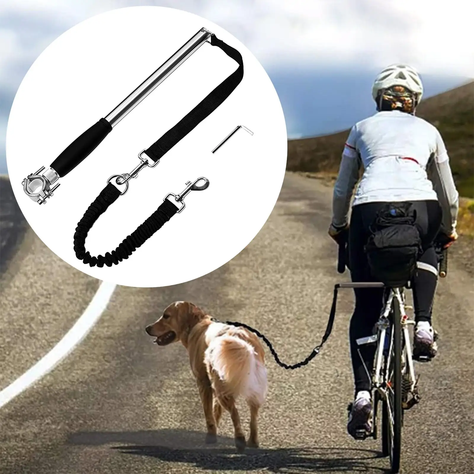 Retractable Dog Bike Leash Hand Free Bicycle Dog Leash for Cycling Training