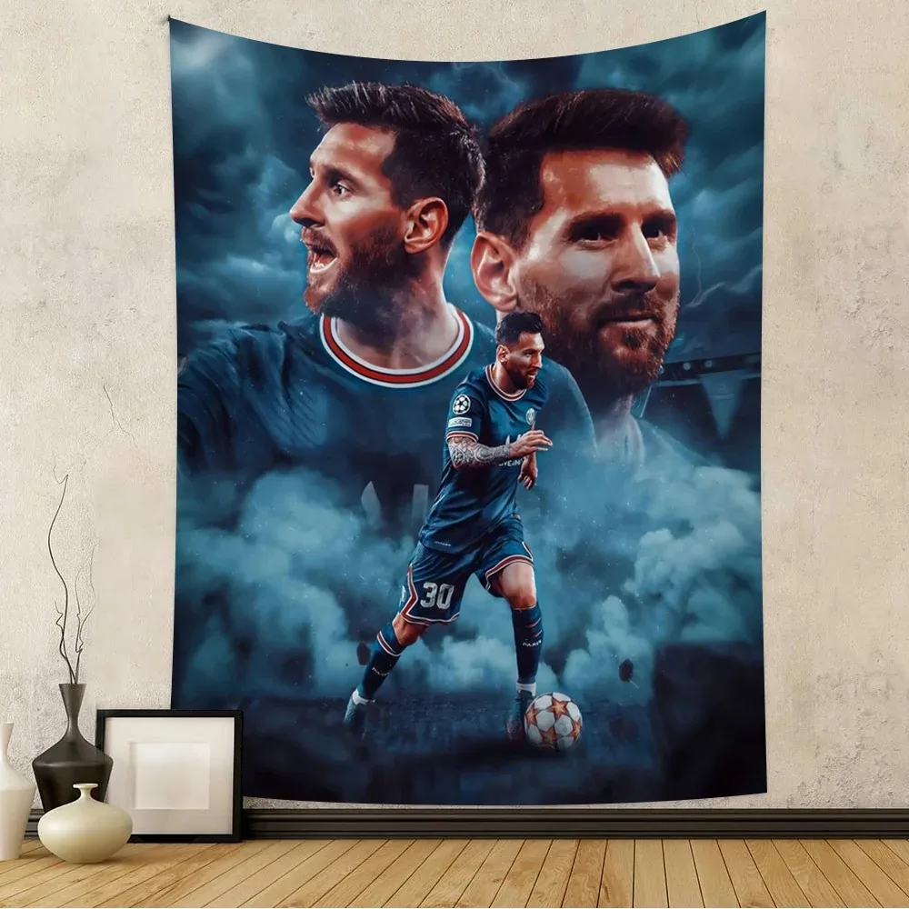 Football Star M-Messi Happy Birthday Backdrop Background Vinyl Women Birthday Party Cake Table Decorations Photoshoot Banner