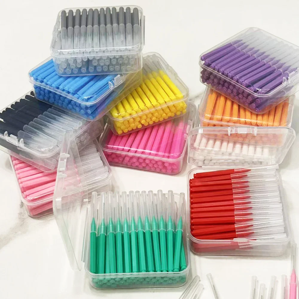 60 Pcs/Box I-type push pull interdental brush 0.6-1.5Mm Cleaning Between Teeth Oral Care Orthodontic I Shape Tooth Floss