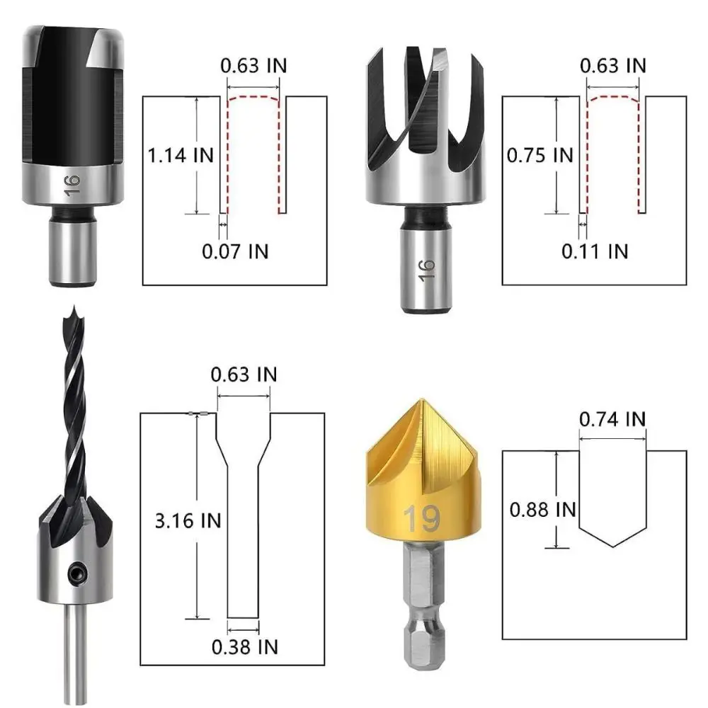 26Pcs Three-point Step Drill Bit Set Efficient Multi-Size Drilling Chamfering Drill Center Punch Chamfer Punch Positioner