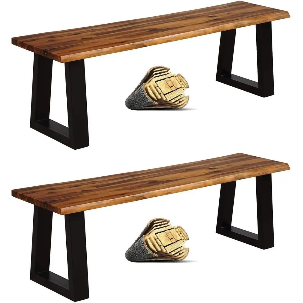 

Комплект уличной скамейки из акации на 2 персоны, металлический каркас, длина 57,5 дюймов, подходит для сада, газона и обеденной зоны на заднем дворе