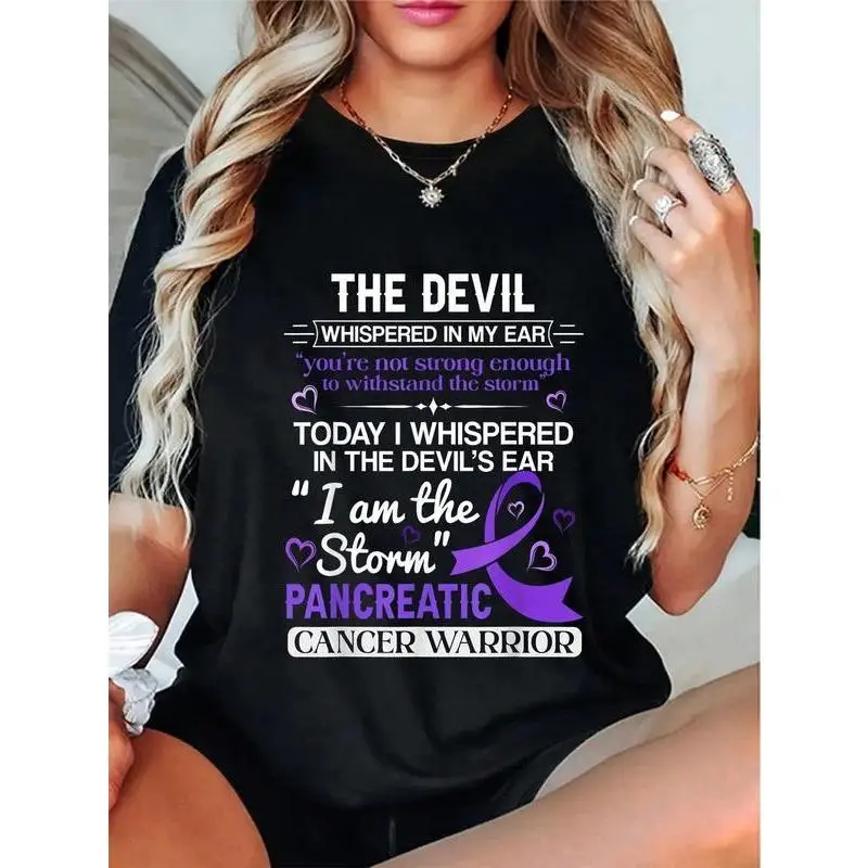 

Pancreatic Cancer Warrior T-Shirt Women Men Purple Ribbon Awareness Survivor Gift I Am The Storm Inspirational Fight Cancer Tee