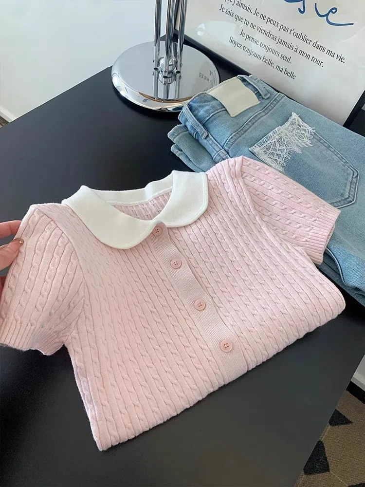 

Розовый Slim Fit ort Sve Ne Knit irt Женский тонкий топ небольшого размера Ele ort Sle Корейская версия для поездок на работу Sle