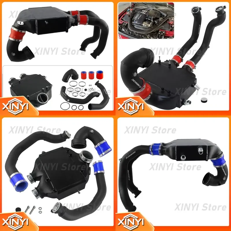 Aluminum Charge Pipes Top Mount Intercooler for BMW 15-20 M2 M3 F80 M4 F82 F83 S55 Performance Red Black Blue