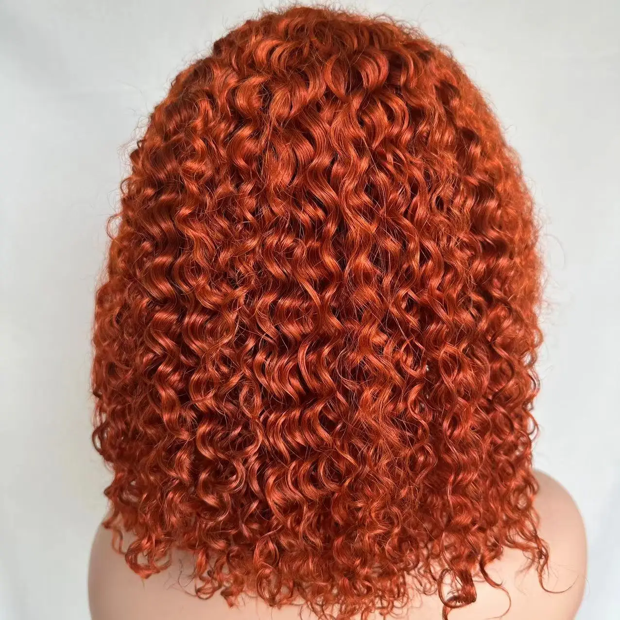 MDL Remy Human Hair 13x4 HD Lace Front Frontal Short Jerry Curly Curl Bob Wig for Women Pre Pulcked Ginger Orange 350# Glueless