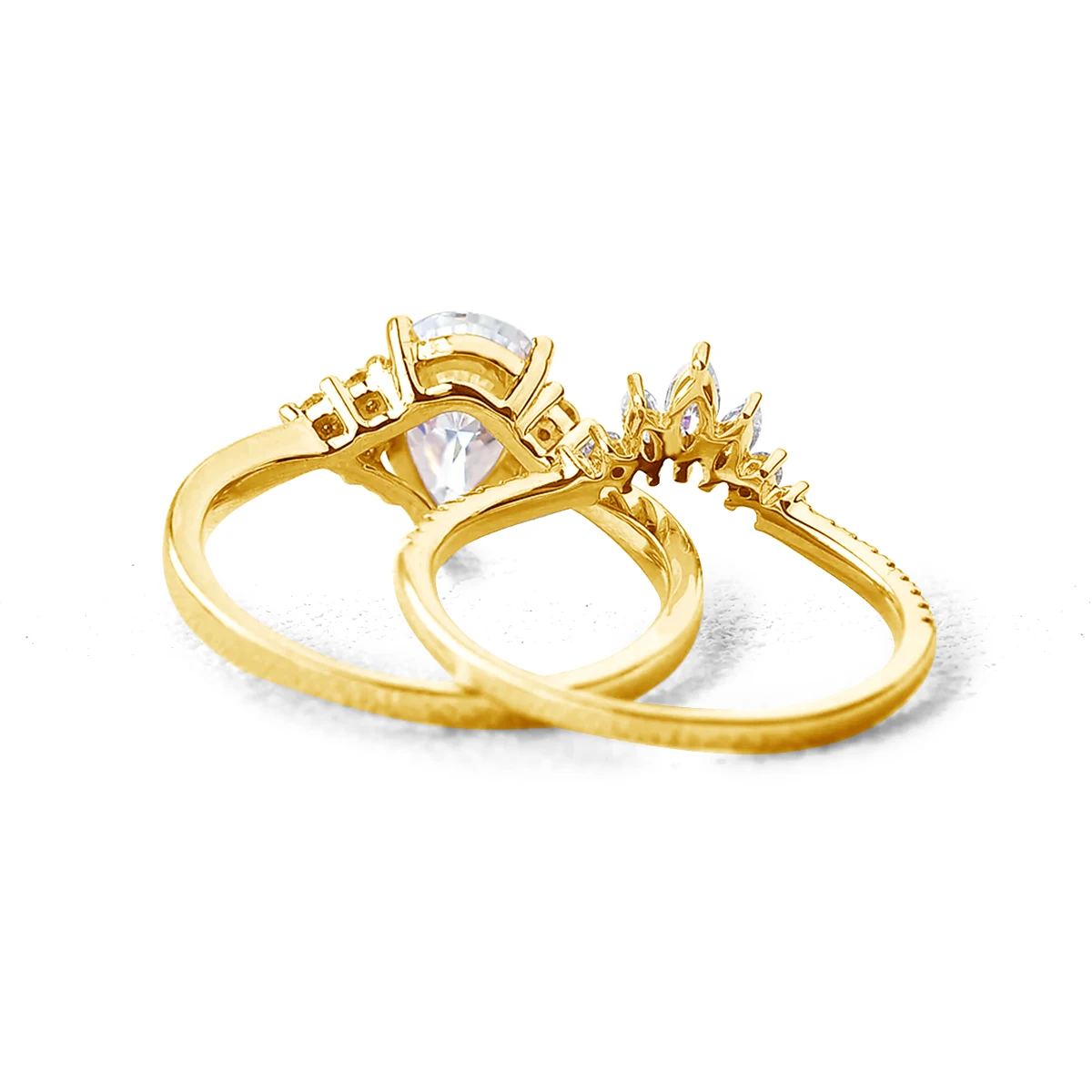 Kirin Palace Pear Cut Moissanite Ring 2PCS 100% 925 Silver Ring For Women White/Yellow/Rose Gold Plated Gift Engagement Jewelry