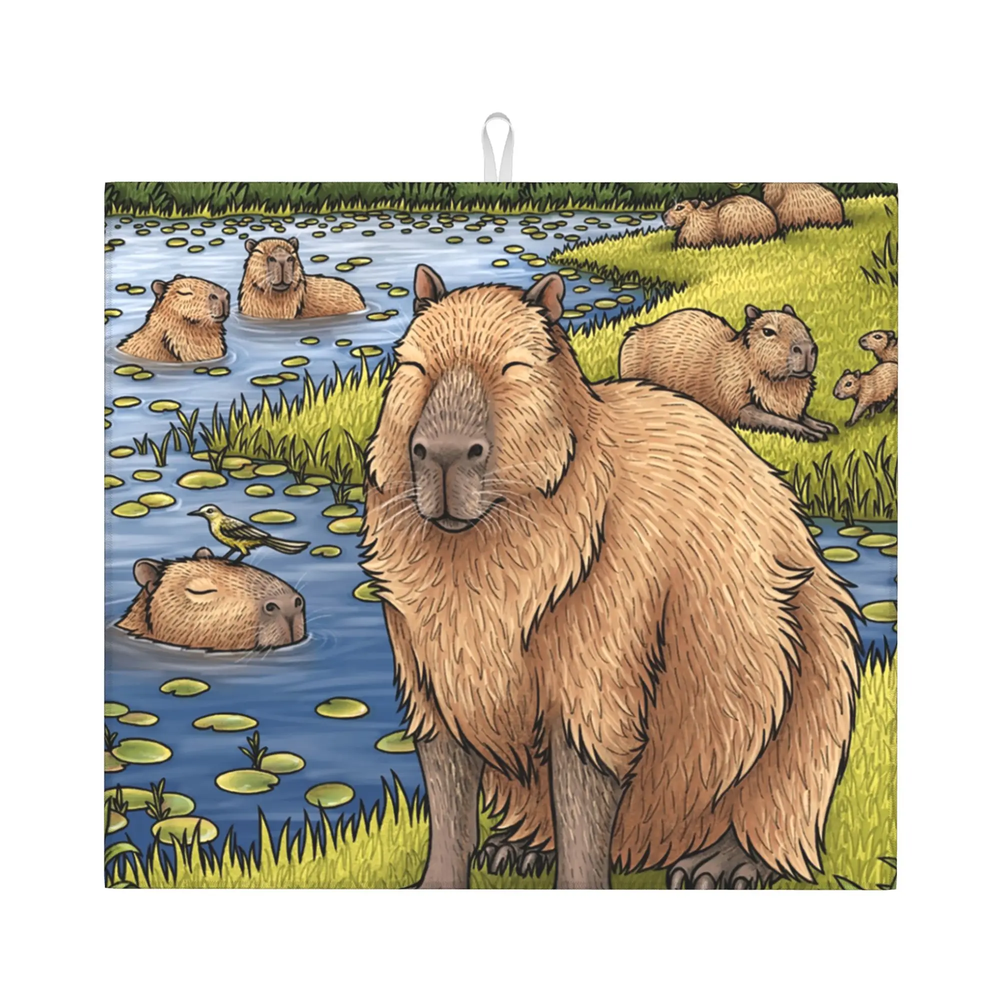 Capybaras Non‑Slip Waterproof Absorbent Barware Tableware Oil Proof Reusable Animal Pet Bathroom Drying Mat For Kitchen