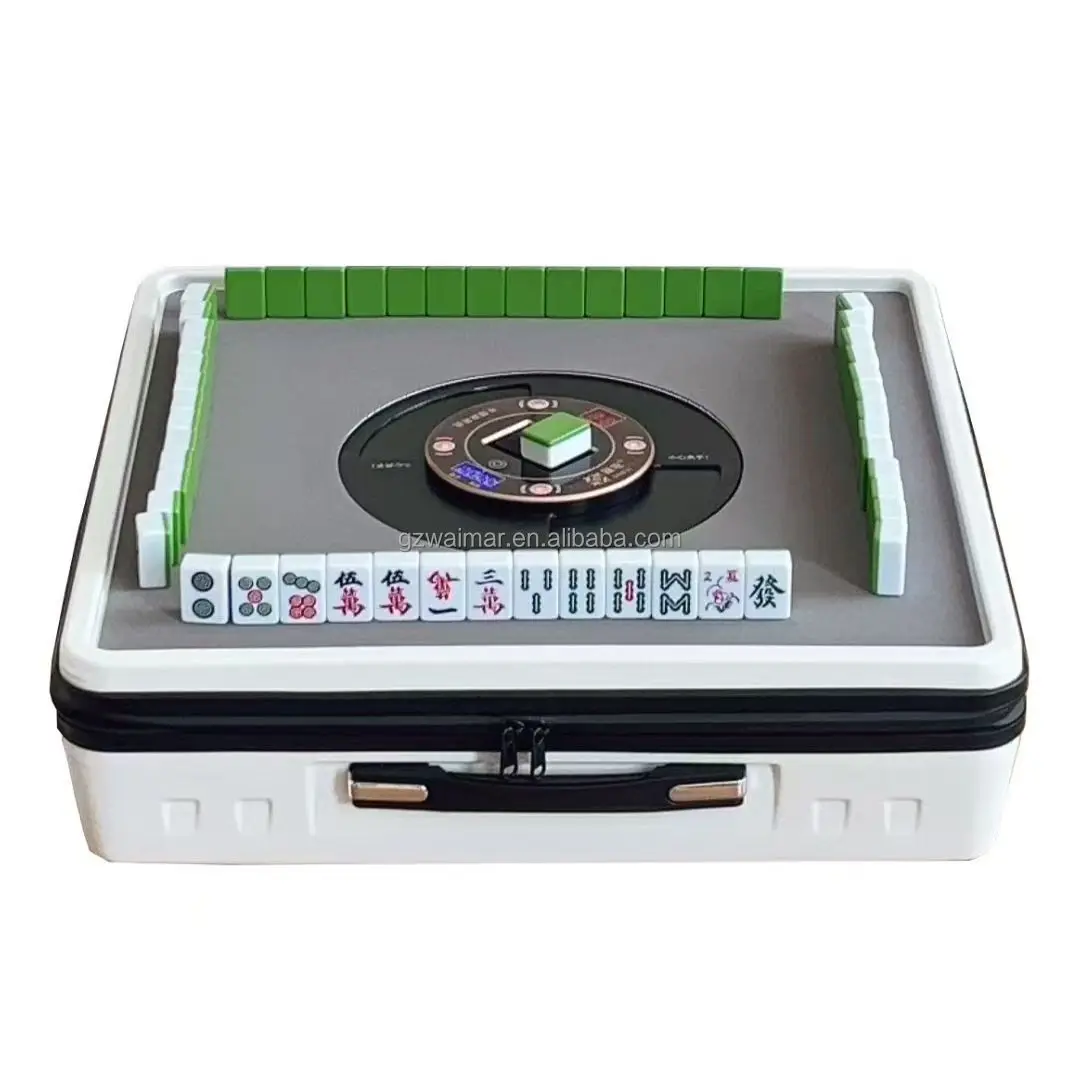 New Automatic Shuffling Mini Mahjong Machine Portable Square Multi-functional 4-player Home Mahjong Table For Family Poker
