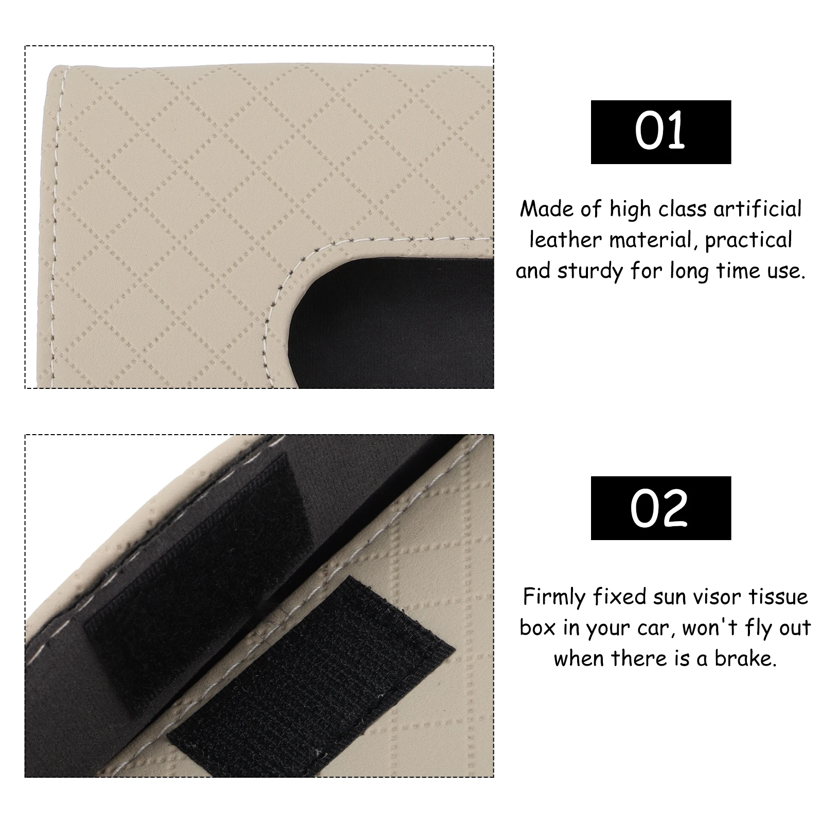 

1Pcs Sun Visor Tissue Box Artificial Car Storage Case Large Extraction Hole Convenient Car Tissue Holder