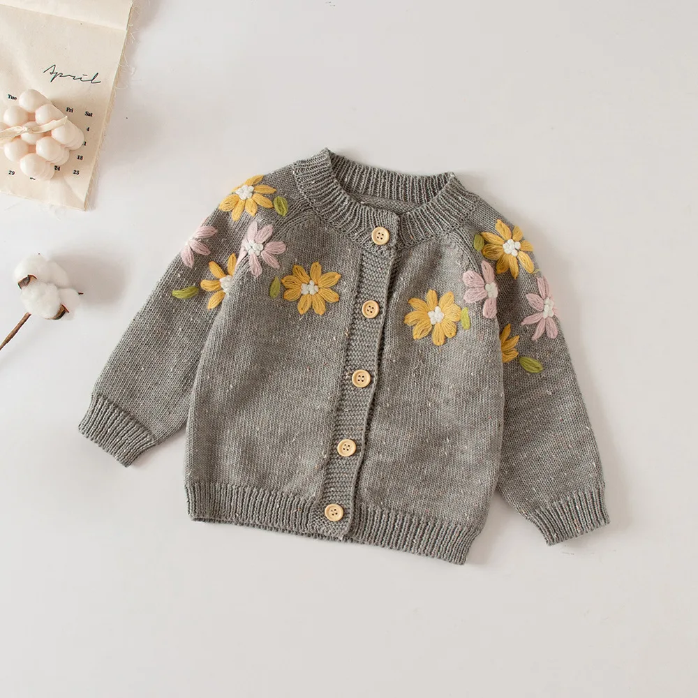 2025 Spring and Autumn Clothing Infants Boys and Girls Children's Flowers Hand Hooks Embroidered Cotton Long-sleeved Jacket