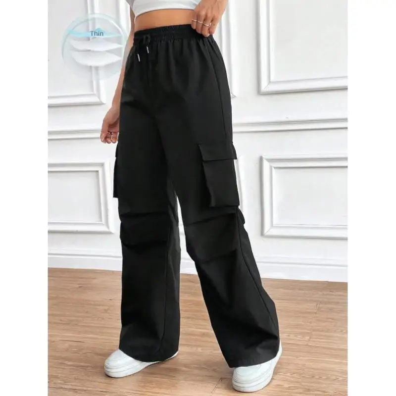 

Cross-Border New Sle Bots Dstring Pleated Work Trousers Retro Fit Ciwalk Nine-Piece Pants Elastic Micro Stretch