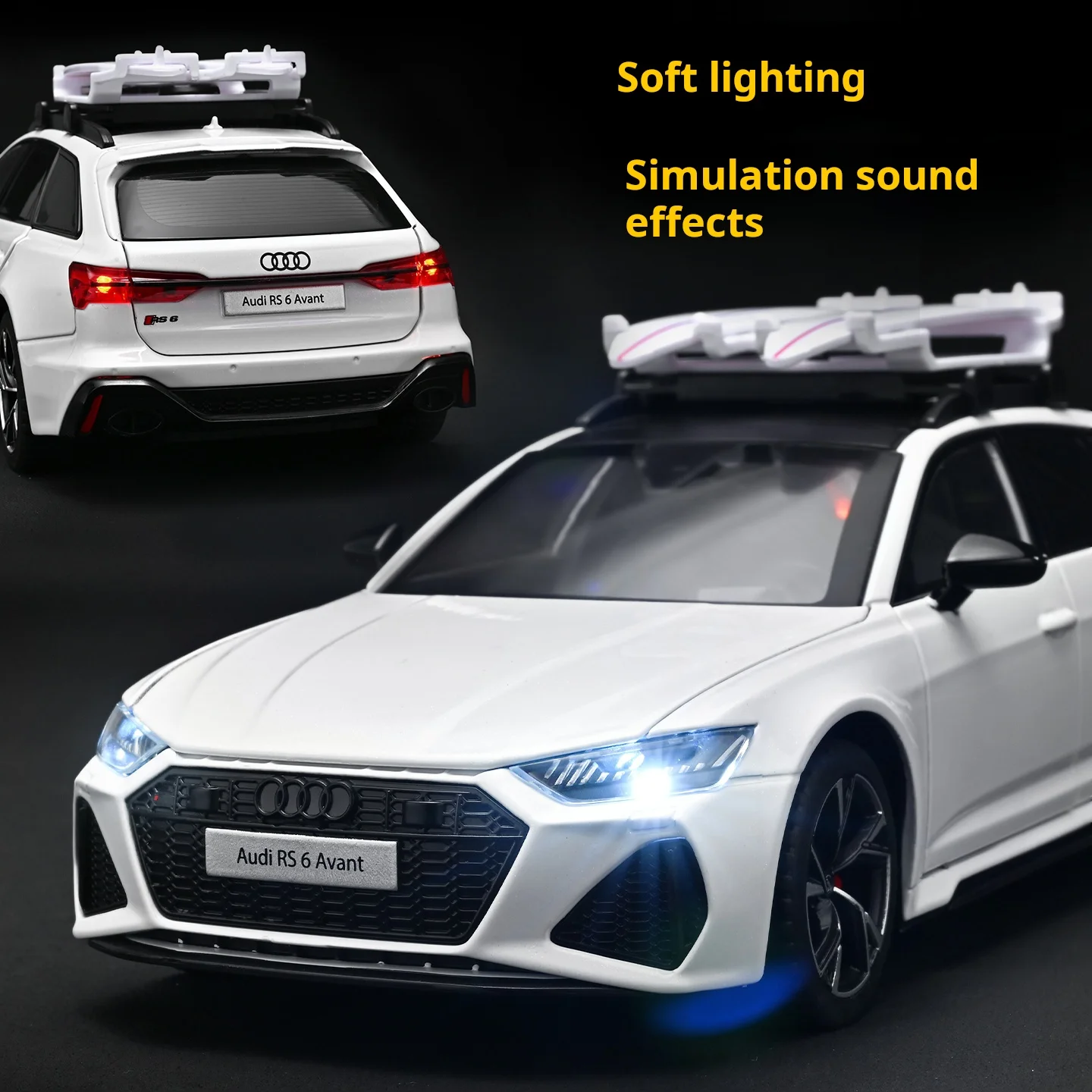 1/24 Audi RS6 Hot Hatch Wagon Performance Shooting Brake Simulation Alloy Car Model Toy Light & Sound Collection Ornament