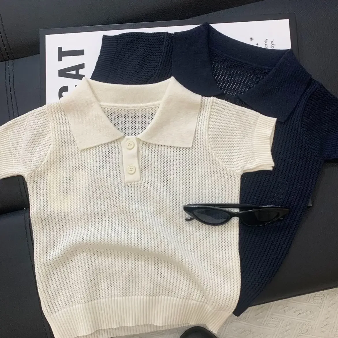 

Children's T-shirt Summer 2026 New Style Boys' and Girls' Hollow Breathable Collar Top