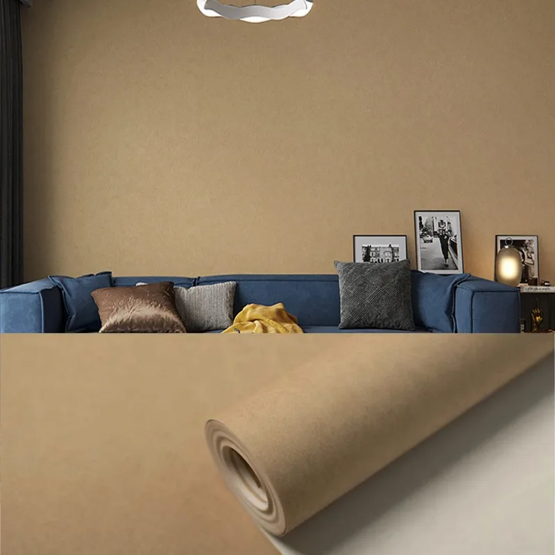 Coffee Color Beige Pure Color Plain Non-woven Fabric Wallpaper Living Room Bedroom Renovation scandinavian Dark Color Wallpaper