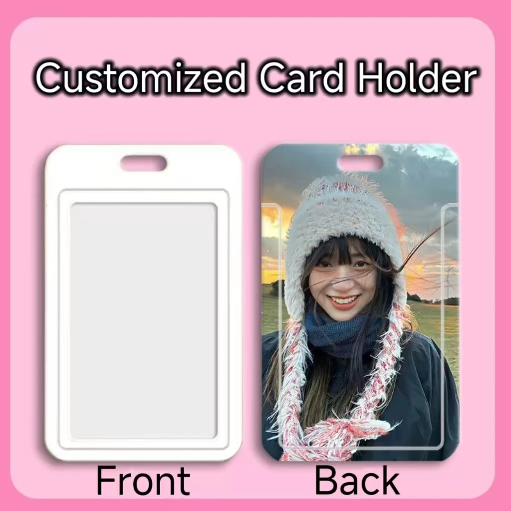 Customization DIY Photos Card Slot With Lanyard For ID Bank Card Student Campus Card Bus Card Clear Window Card Protection Cover