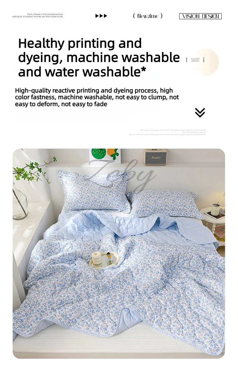 Breathable Quilted Summer Blanket Cooling Skin-friendly Comforter Soft Lightweight Quilt Well-vetilated Single Double  Duvet Set