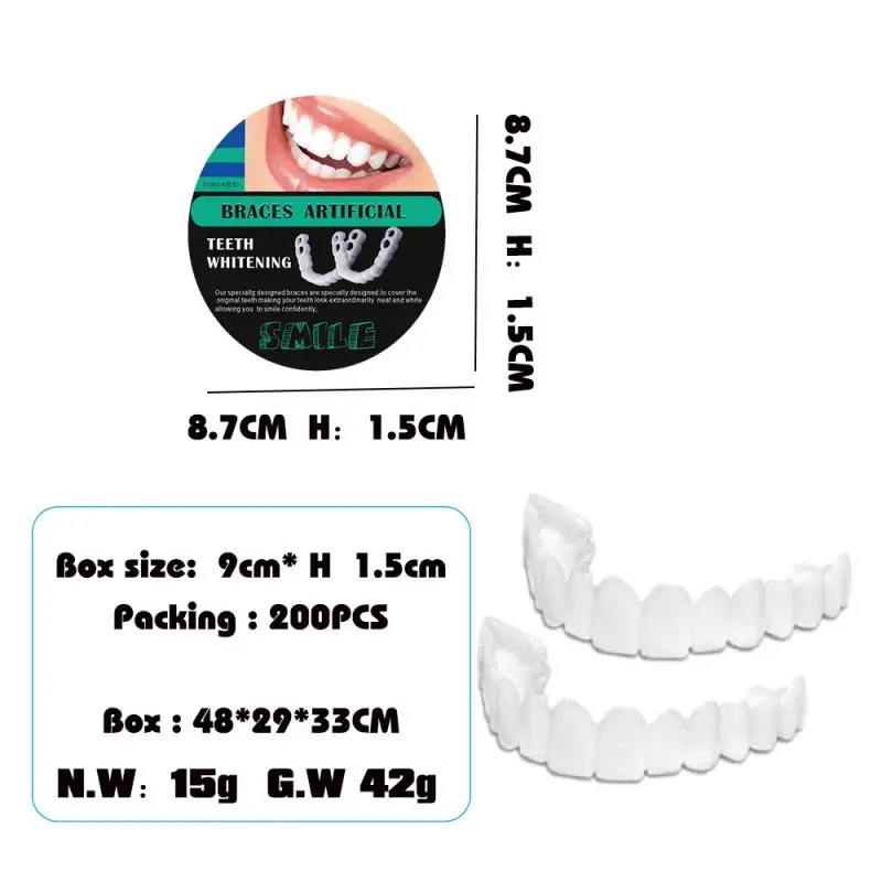 1/2/3Box Teeth Fake Teeth Simulation Braces Veneers Dentures Cosmetic Fake Tooth Cover Instant Smiling Lower Upper White