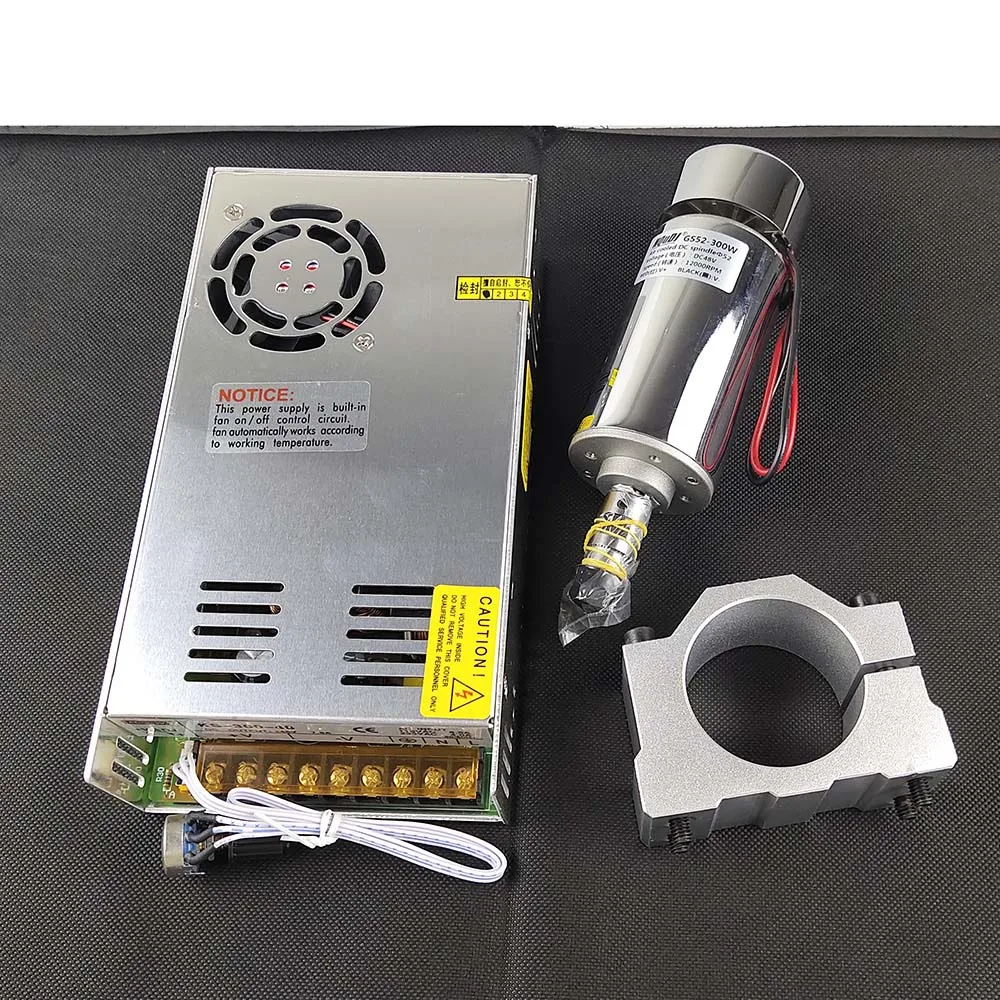 CNC Spindle Motor Kit ER11 48V 300W Brushed High Speed Air Cooled Spindle Motor + Power Regulator For Engraving DIY