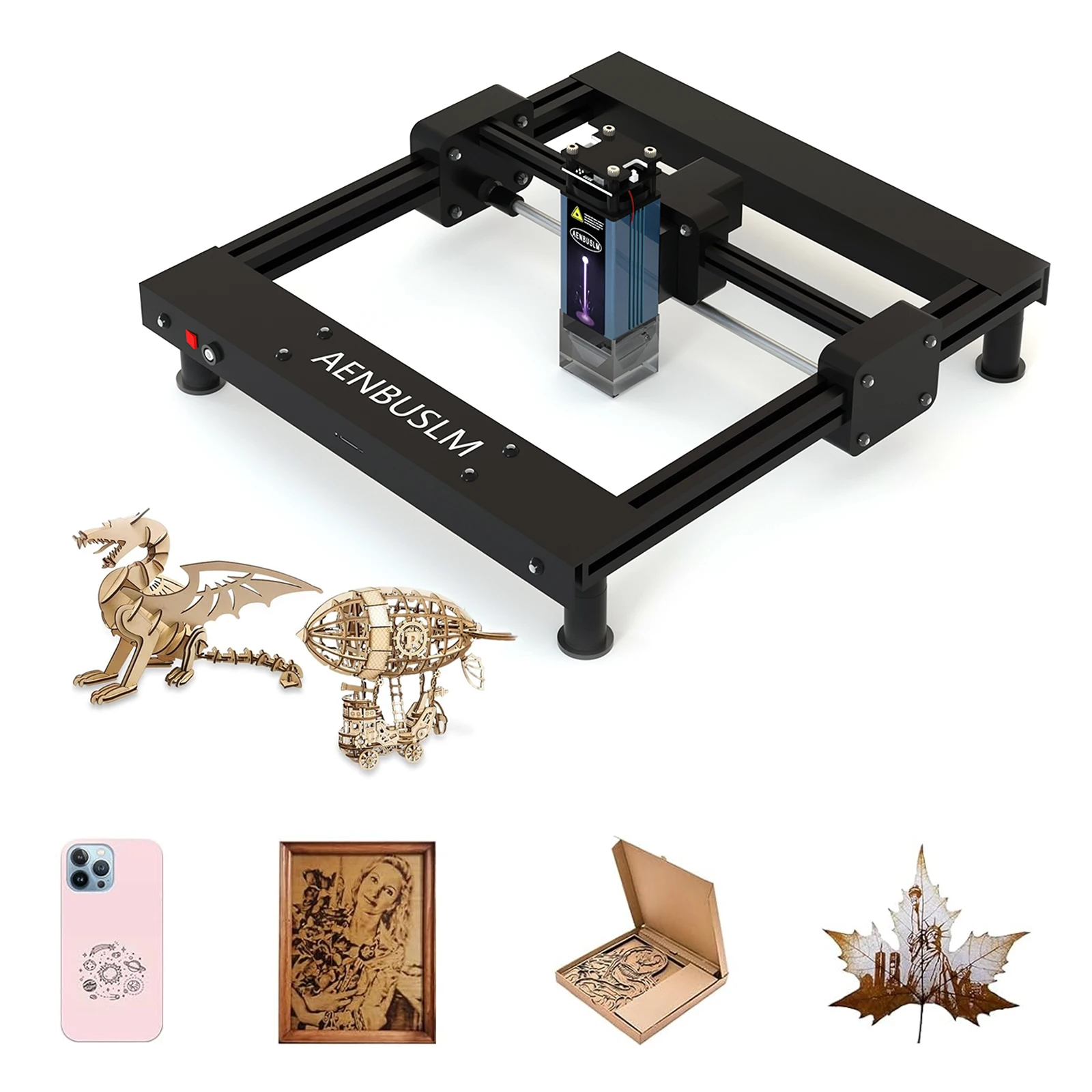 AENBUSLM Mini Lasergraveermachine 6W/10W/20W, Lasergraveerapparaat, Lasersnijmachine, Werkgebied 150mm*150mm voor DIY-knutselwerk