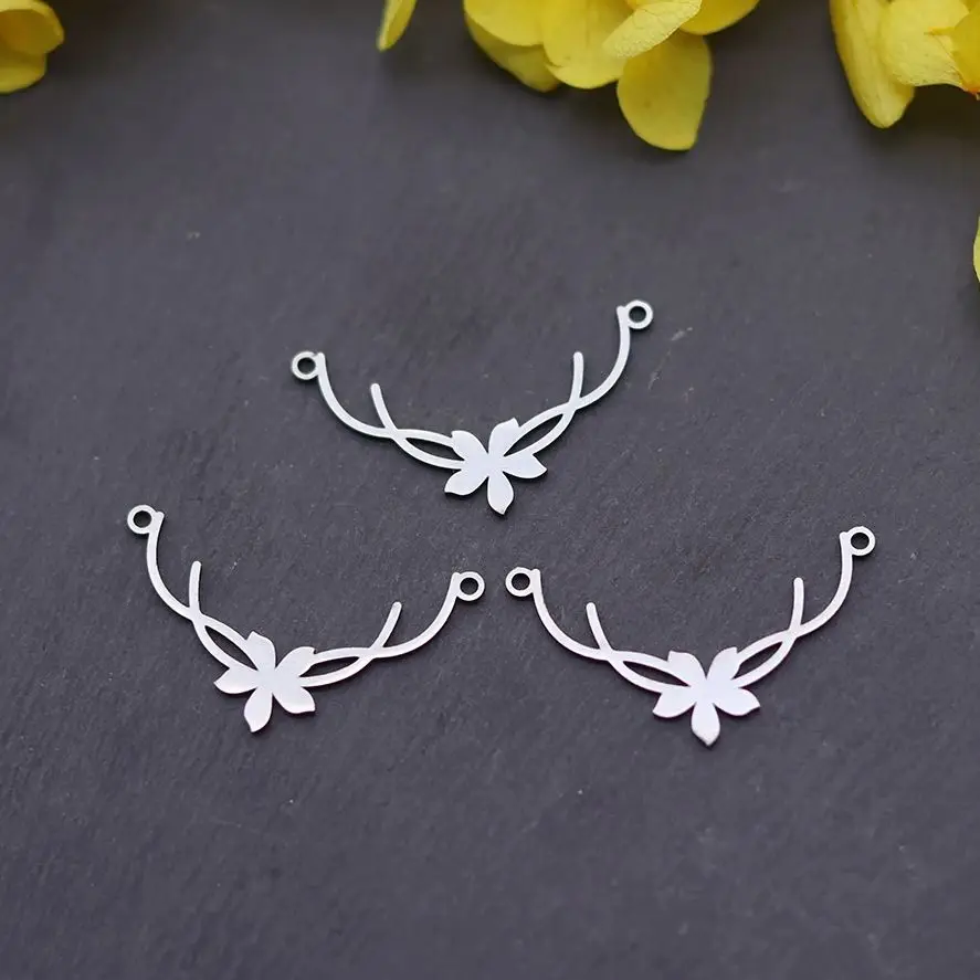 

3pcs/lot Stainless Steel Deer Horn Flower Branch Pendant Charms for Jewelry Making Necklace Bracelets Christmas DIY Accessories